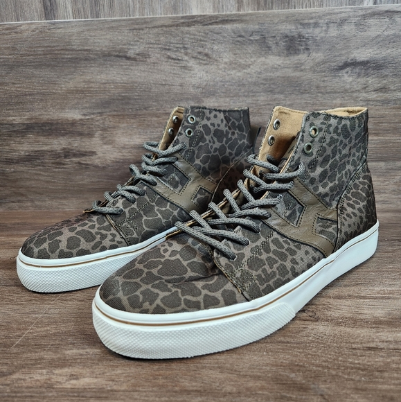Huf Hupper Shoes High Top Olive Green Shell Shock Skate Sneakers Mens Sz 8.5 - Picture 2 of 11